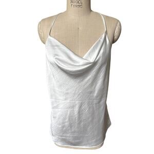 NWOT Olivia Grey Cowl Neck Satin Tank Top Size XL
